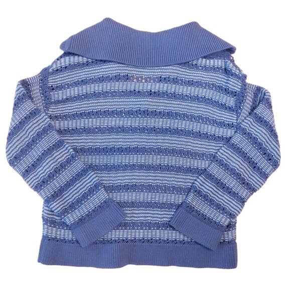 525 Rachel Sailor Open Stitch Pullover Sweater | Forever Blue Multi | NWOT | M? - Picture 4 of 9